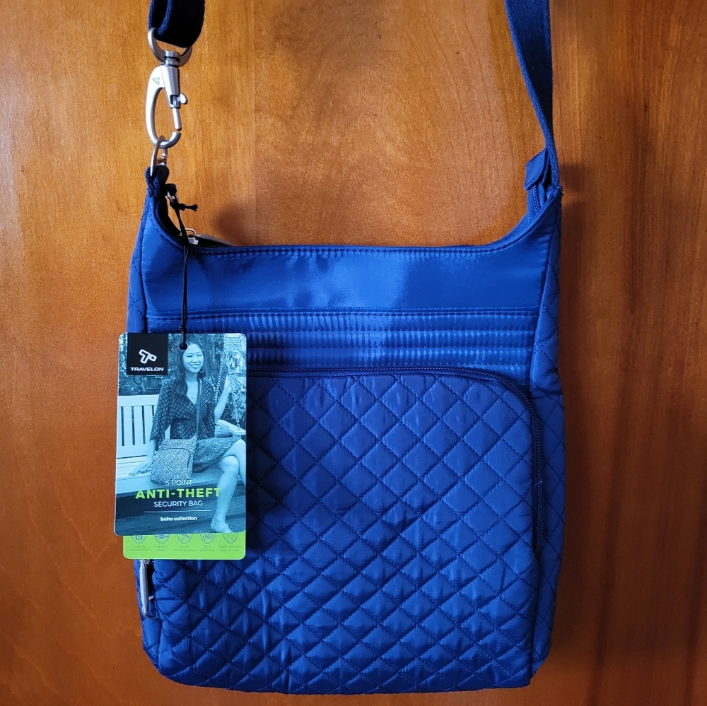 Anti-Theft Blue Quilted Bag